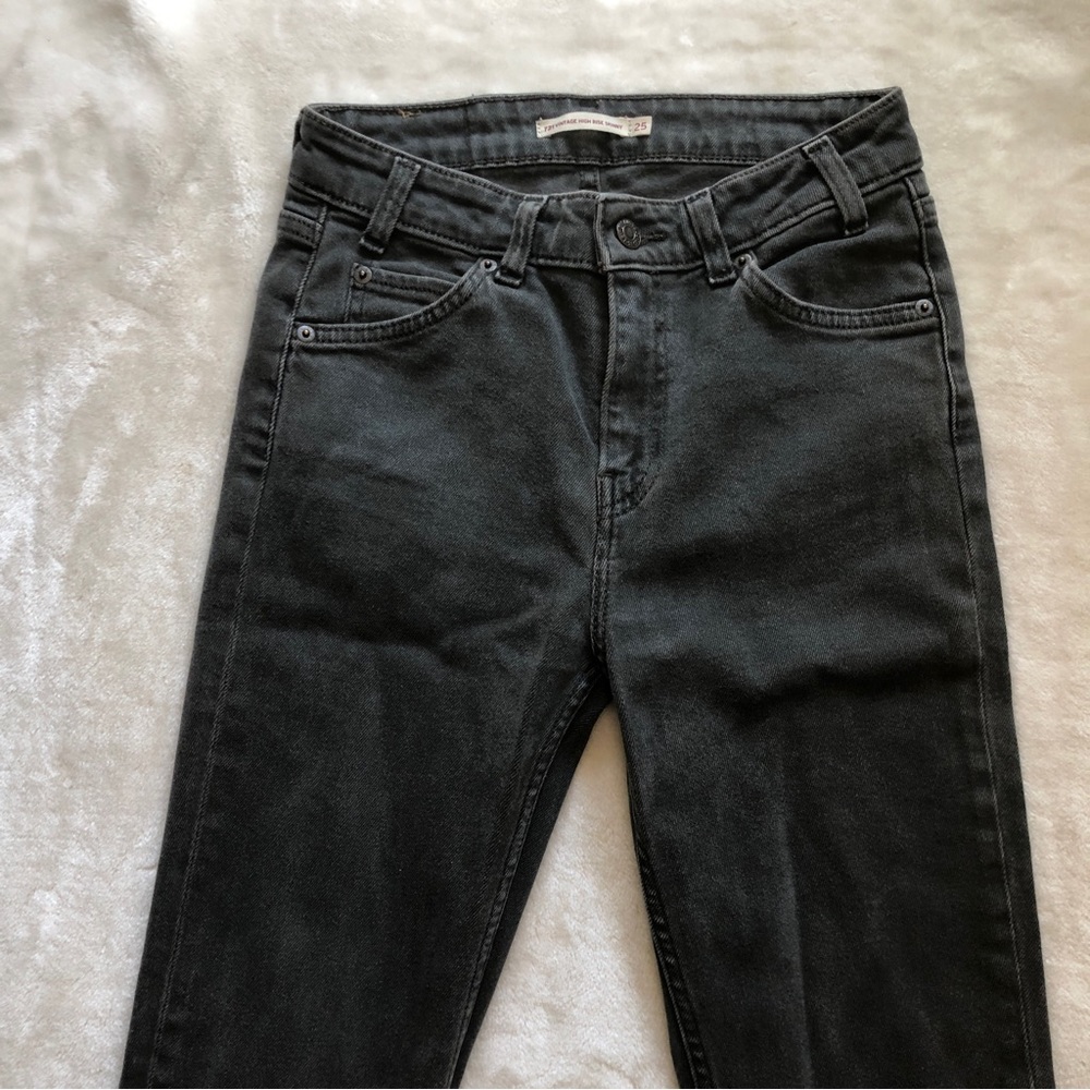 Levi's Vintage 721 High Rise Grey Skinny Jean Orange Tab Size 25 - Picture 4 of 11